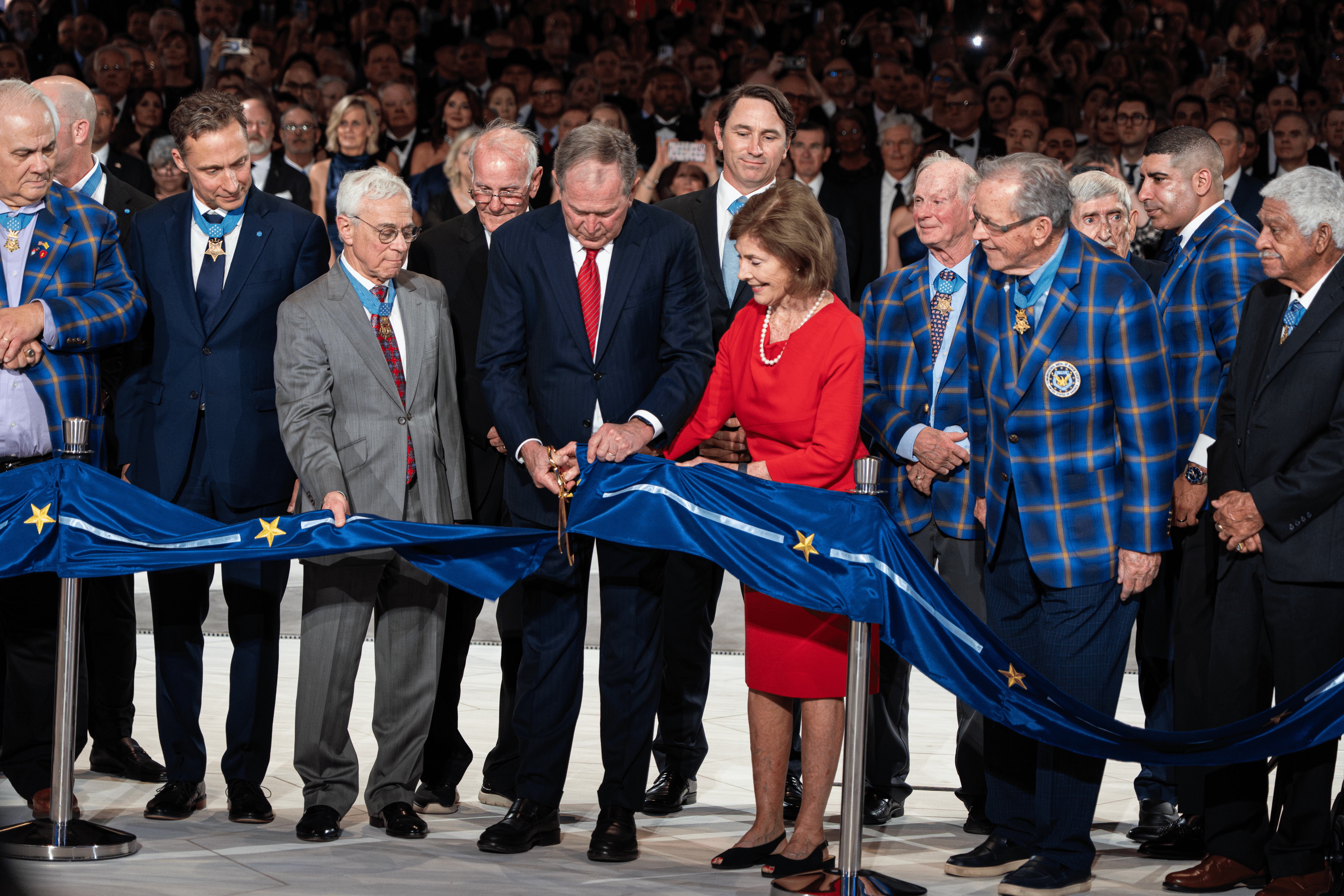 Gala Guests ribbon cutting the opening for National Medal of Honor Museum