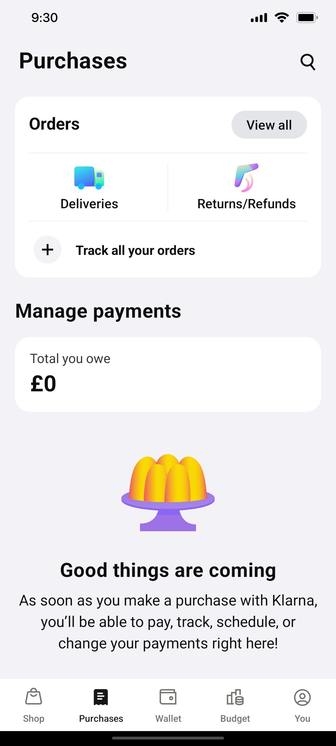 Klarna Screen Purchage Page
