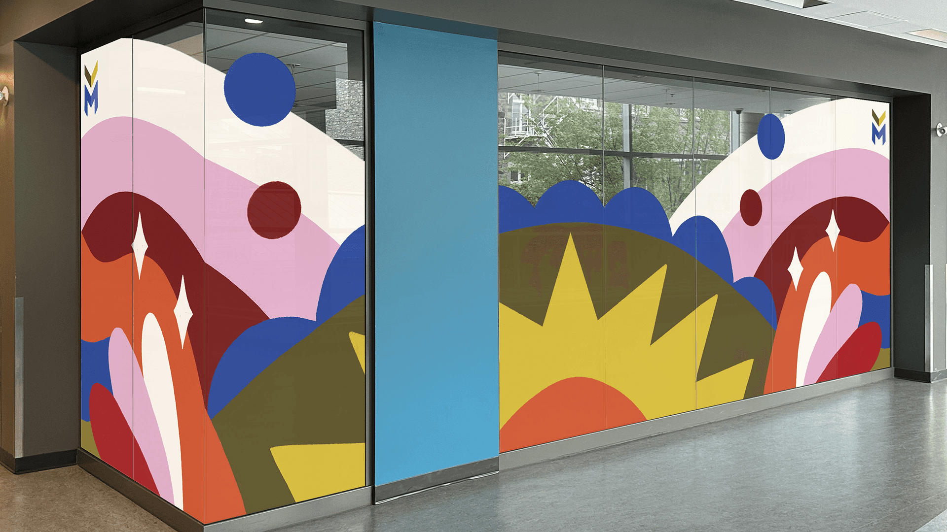 Streetside billboard with flyposters of the Batch.Works brand and illustrations