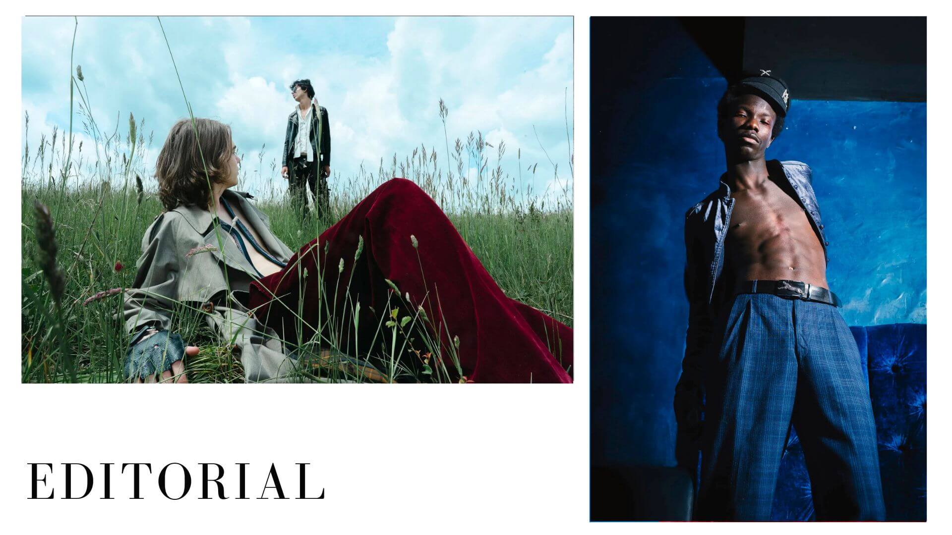 Editorial fashion cinematic portraits representing photography style.