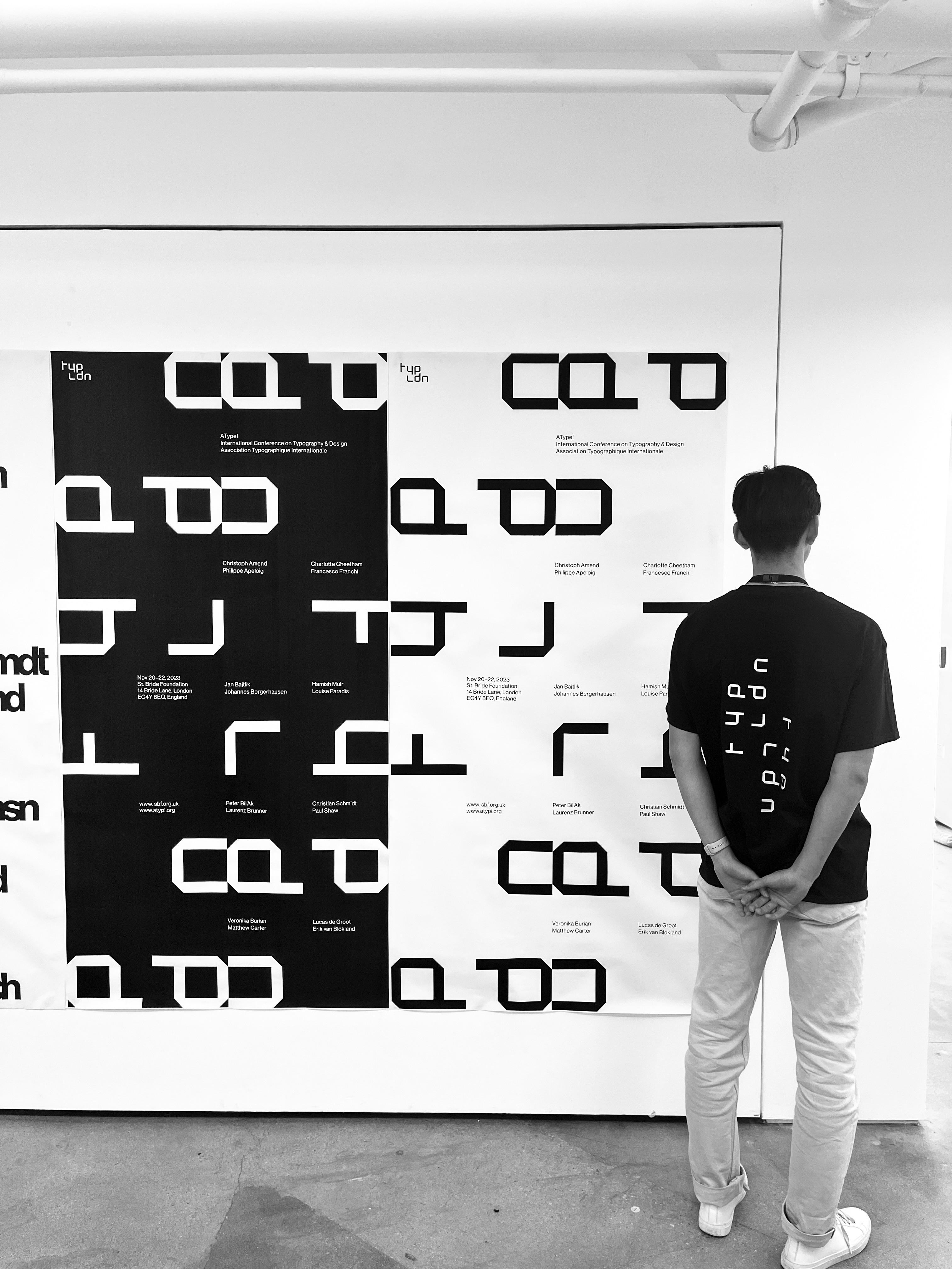TYPLDN process photo showing vertical signage or printed output