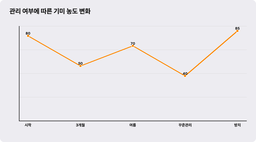 관리 여부에 따른 기미 농도 변화