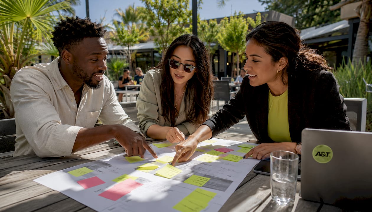 Marketing team planning venue campaign tactics