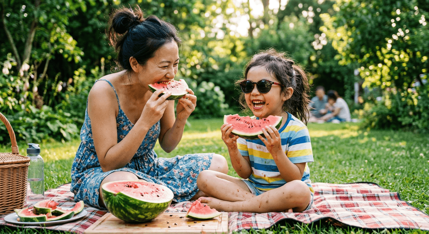 kids lying on a glass land and smiling