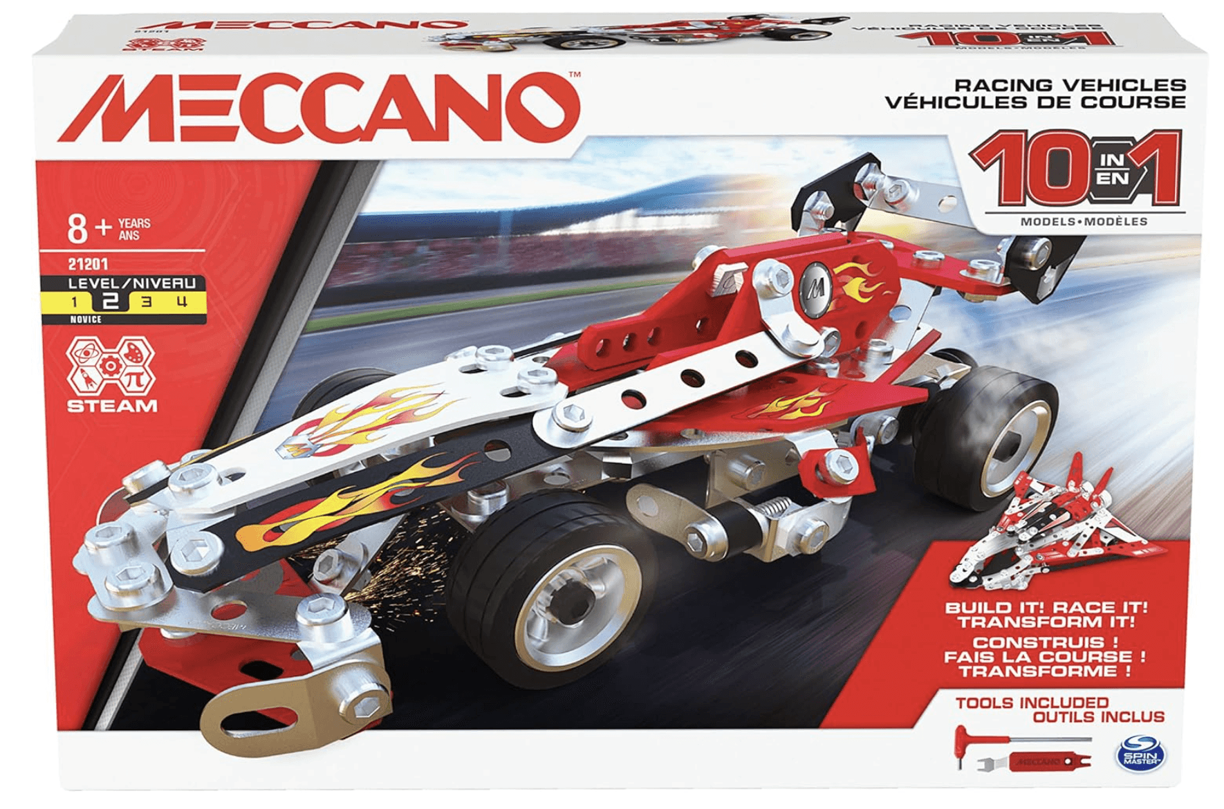 Meccano 10-in-1 Racing Car Vehicles Model Building Kit