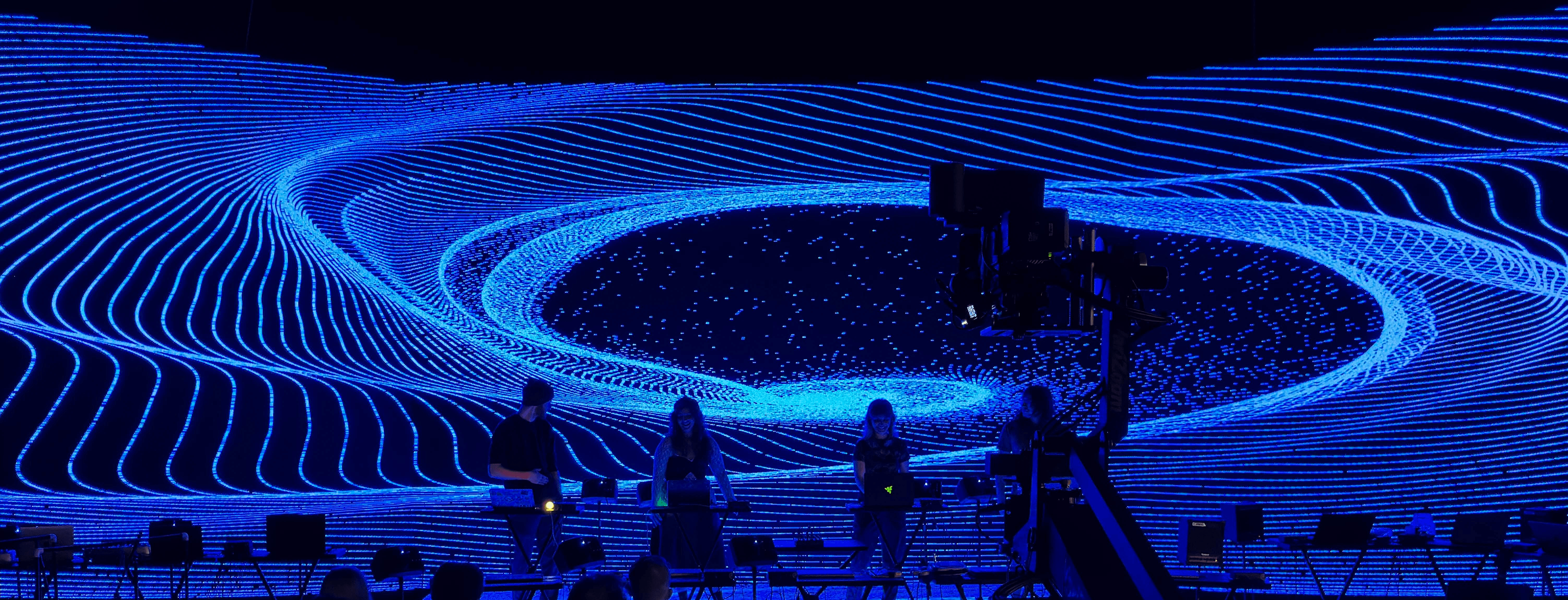 Flower and stained glass projected onto the building