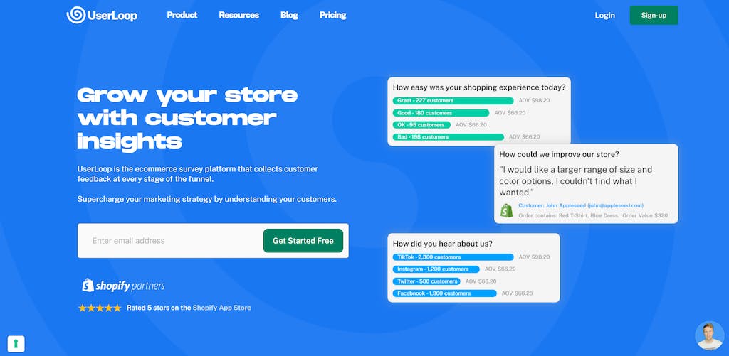 UserLoop is a no code ecommerce survey app that was built on Bubble.io