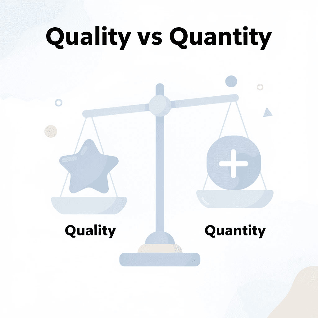 Balance scale comparing toy quality versus quantity - Best Toys For Promoting Creativity