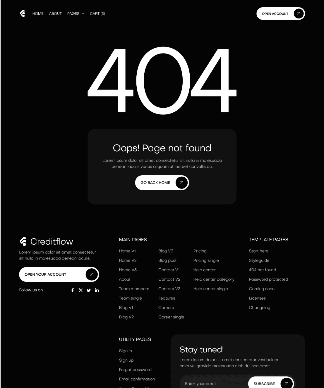 Techbeta - 404 Page - Website Framer Template
