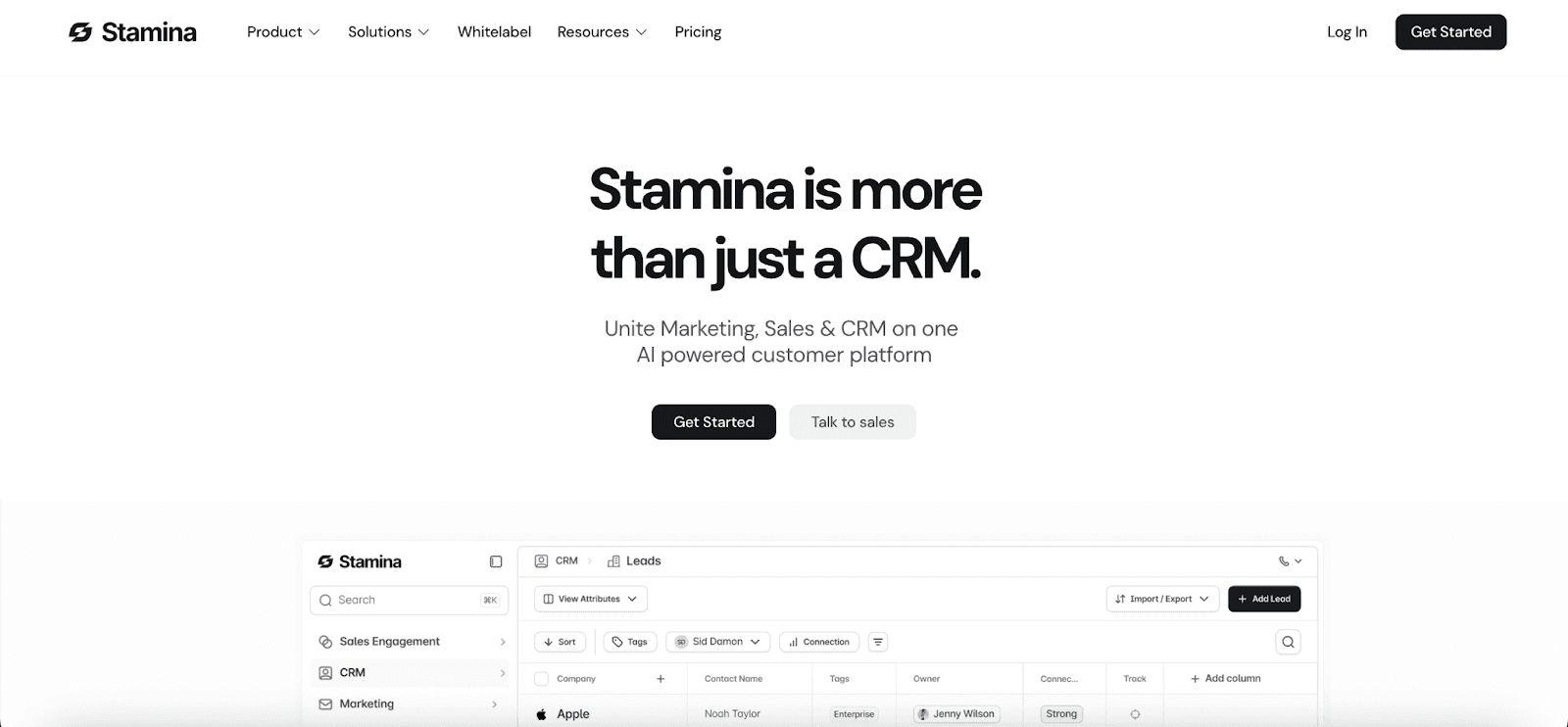Stamina.io Homepage