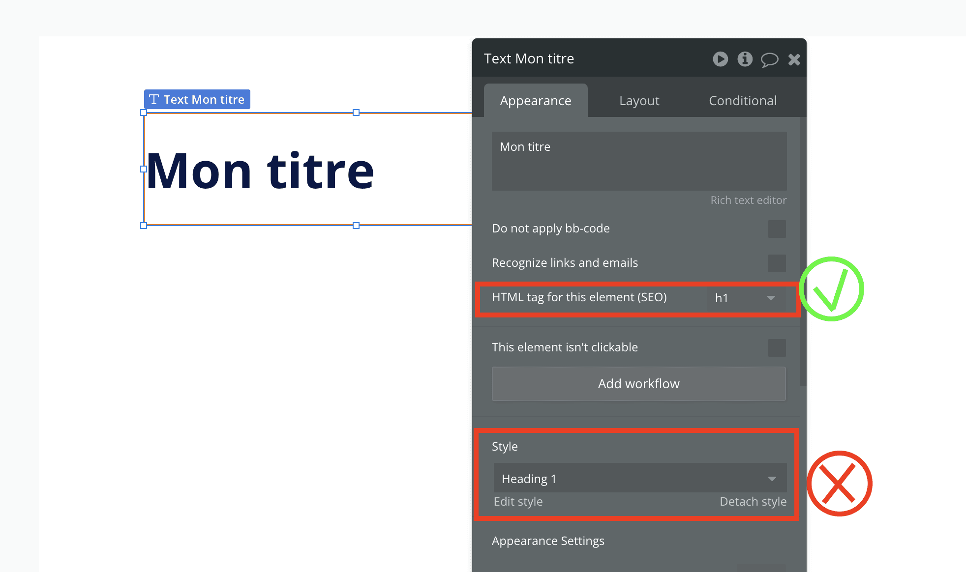 Ajout balise H1 sur text page Bubble