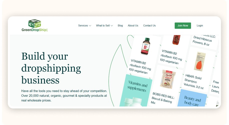 GreenDropShip homepage.