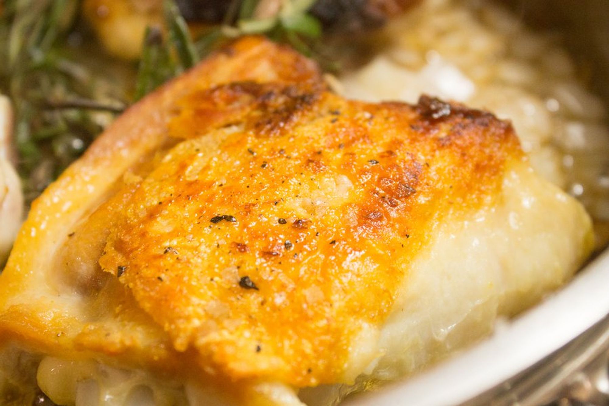 browned skin cooked chicken