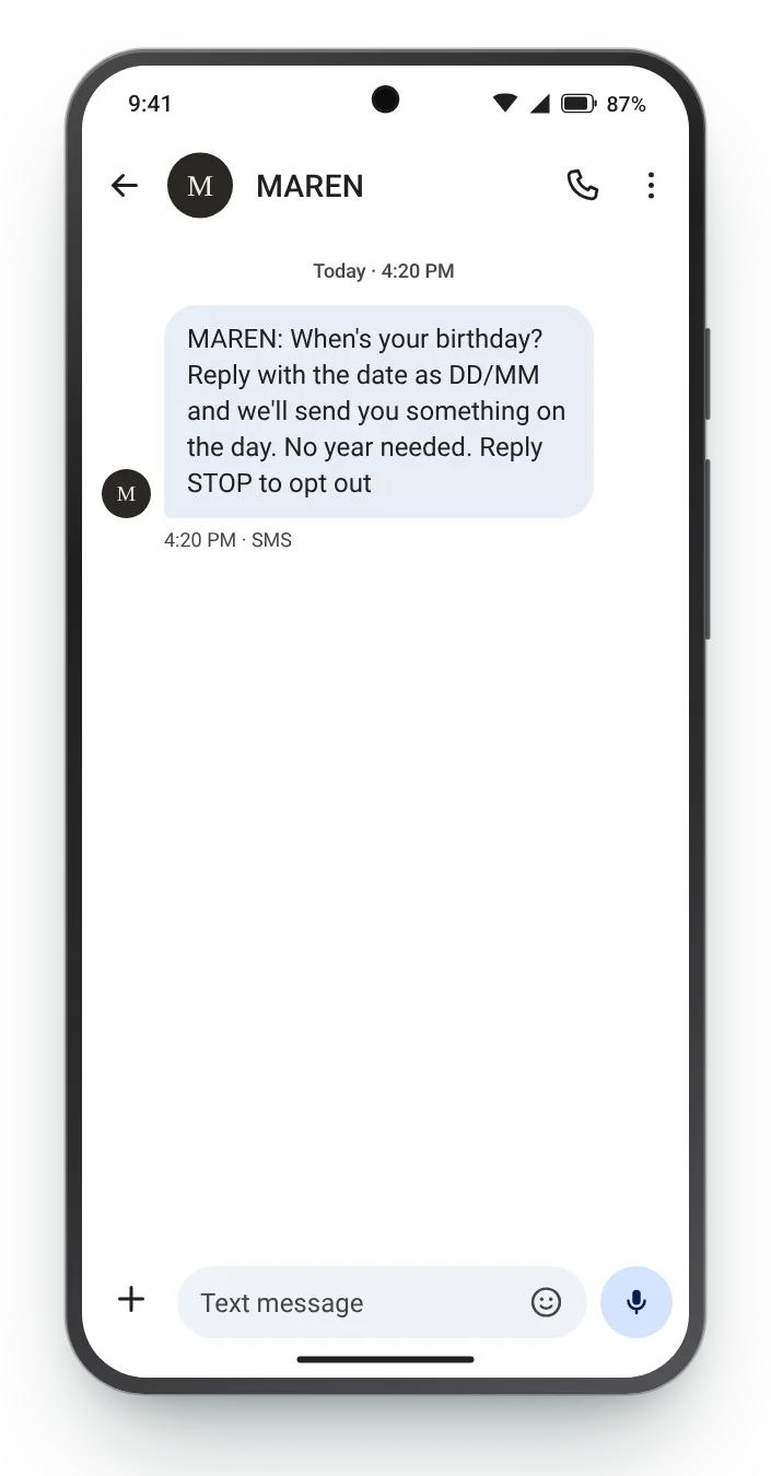 Collect the date by reply birthday text on an Android phone
