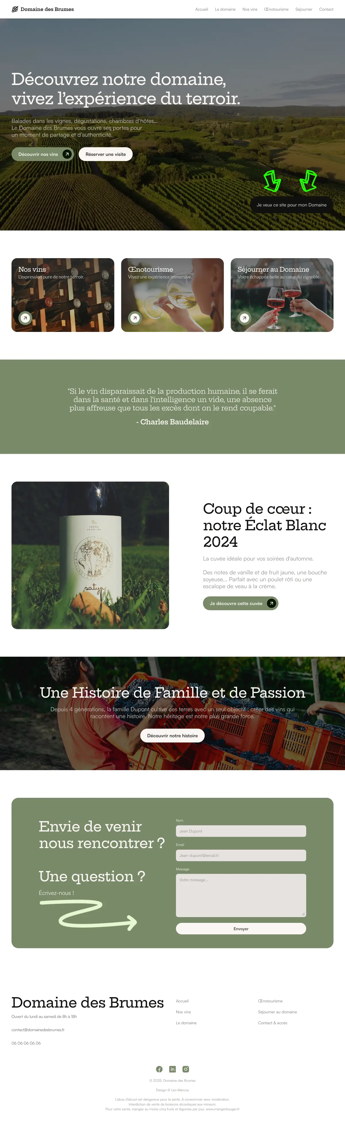 page d'accueil d'un site web