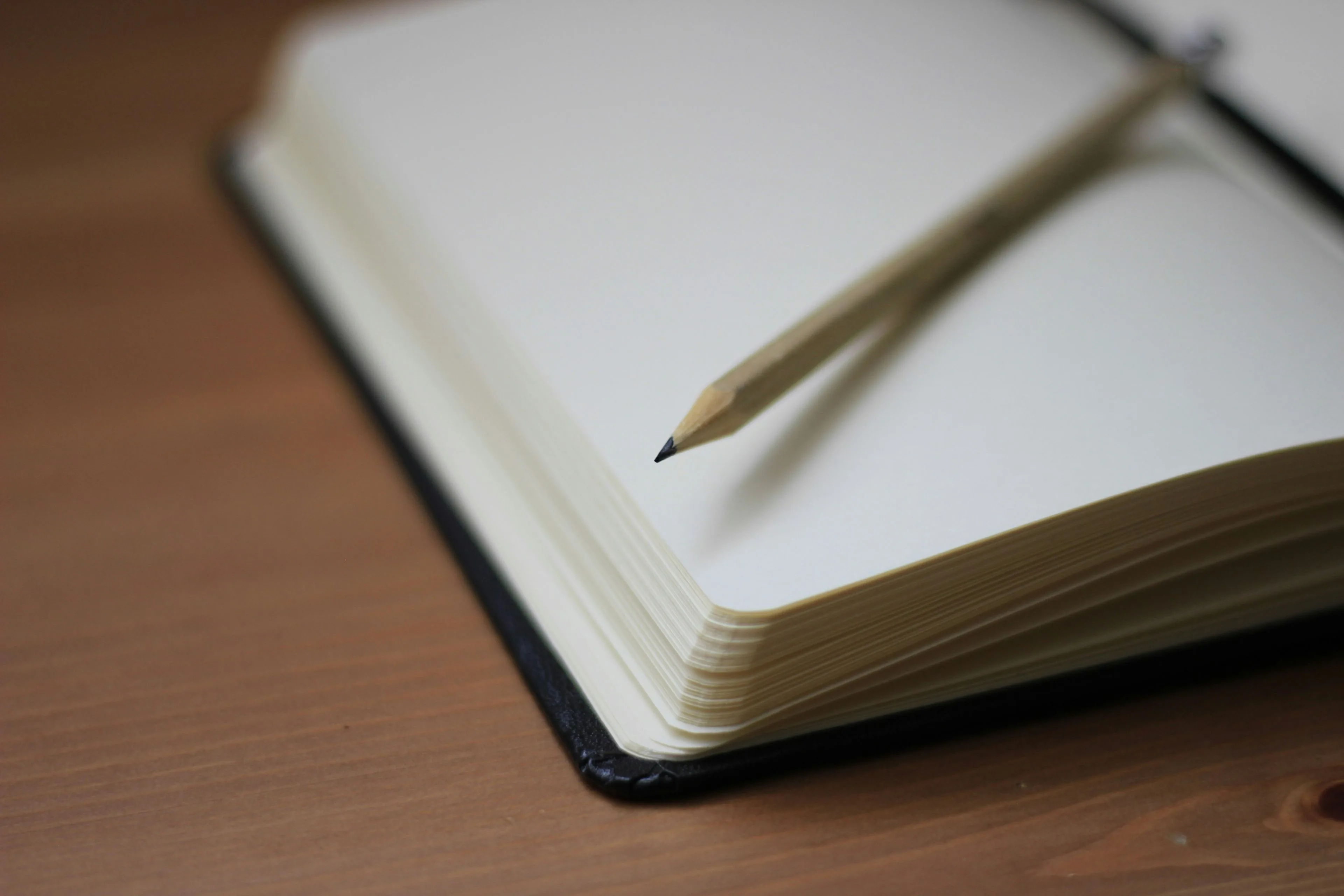 Pencil on an empty journal