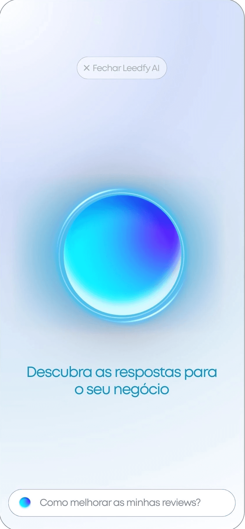 Ecrã de interação chat com o assistente AI com todo o contexto da Leedfy