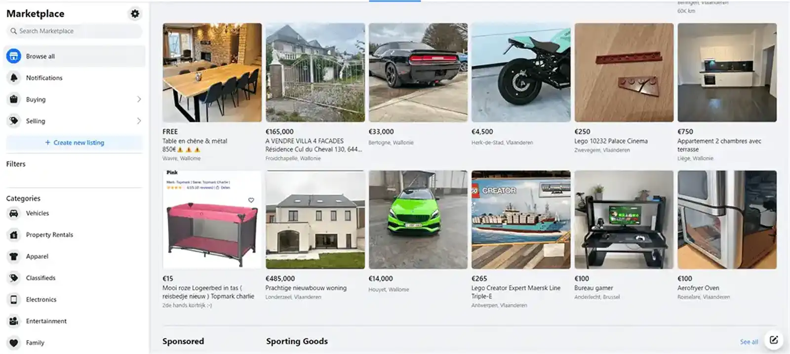 Facebook Marketplace Homepage