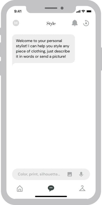 Mockup of chatbot interaction