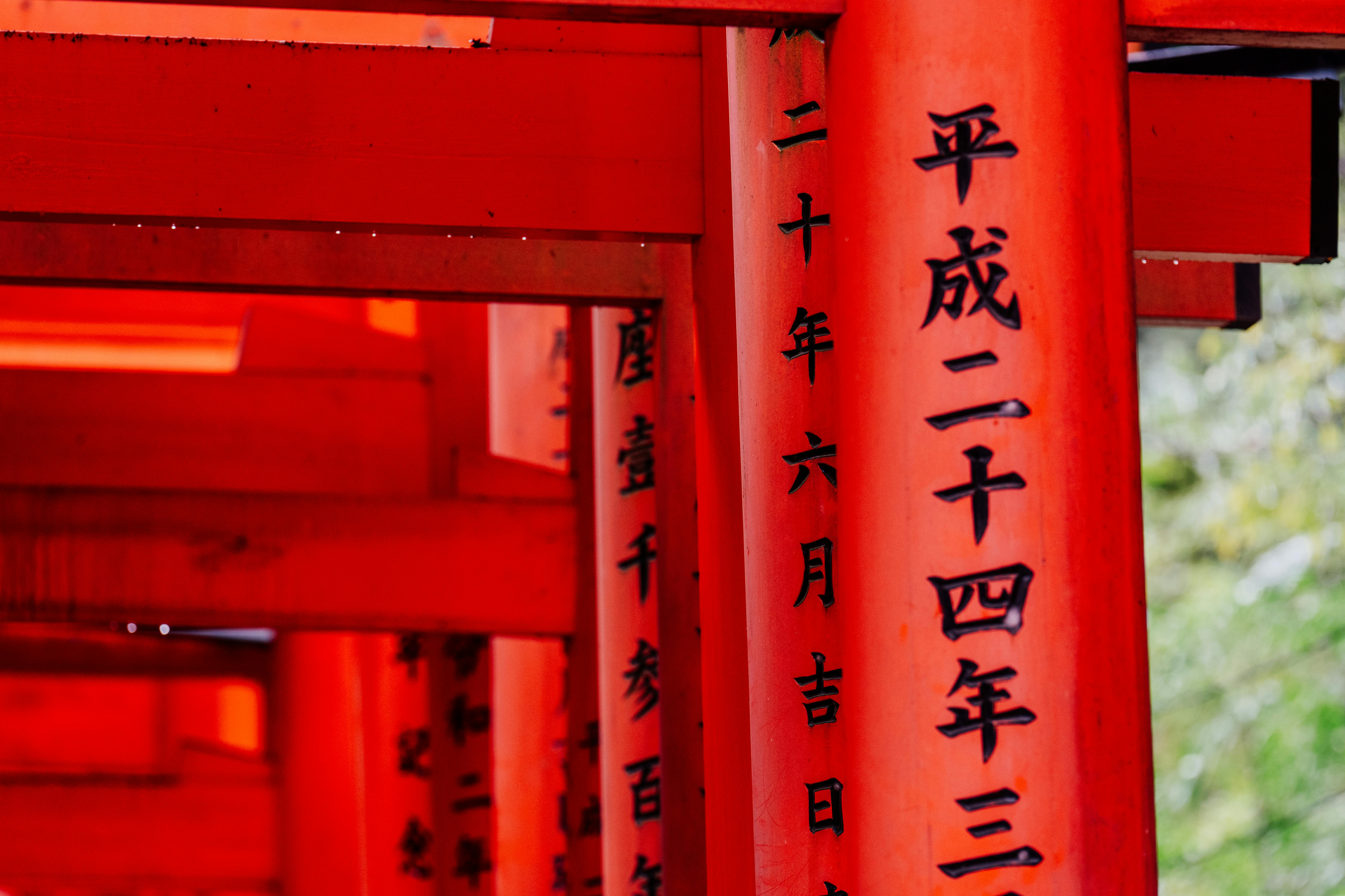Torii rojos del santuario Fushimi Inari en Kyoto, Japón