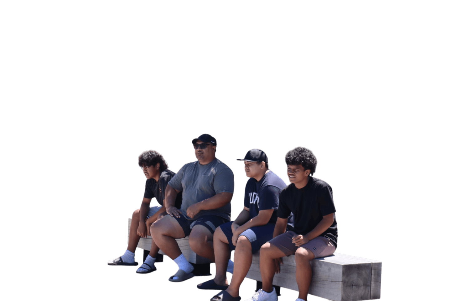 Herb and Kids Sitting in Shade