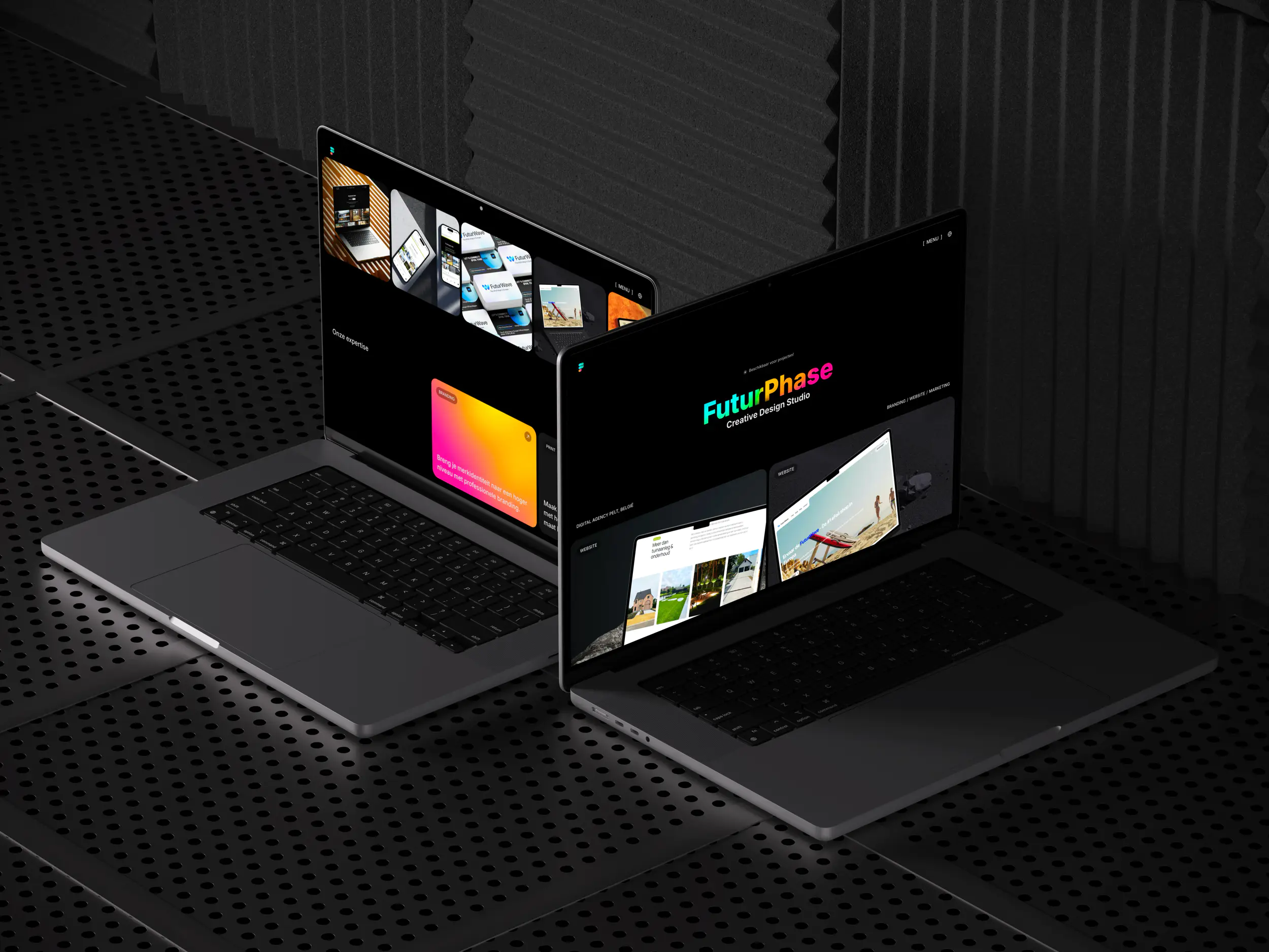 Mockup voor de FuturPhase-website: jouw Digital Agency in België.