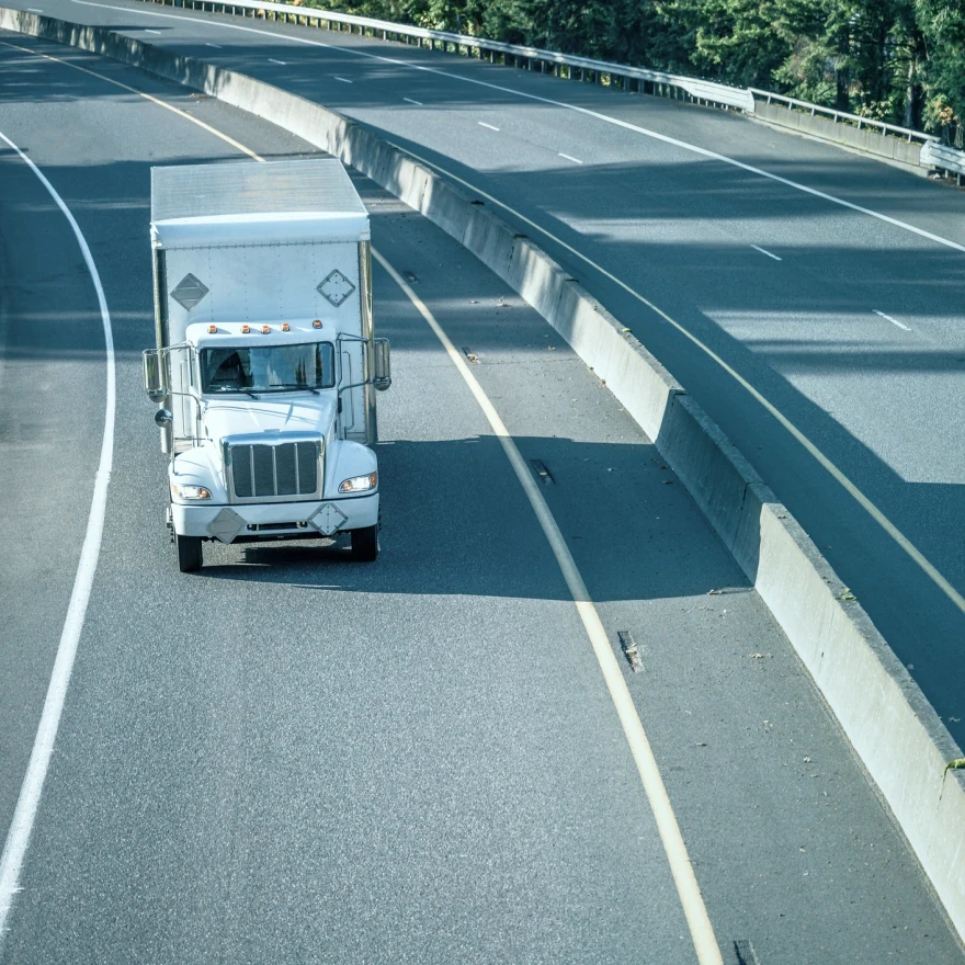 Box truck running on the US road