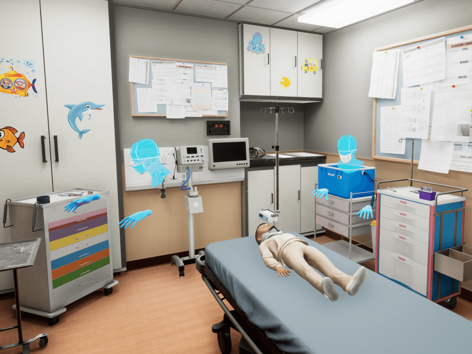 Virtual emergency room with paediatric patient
