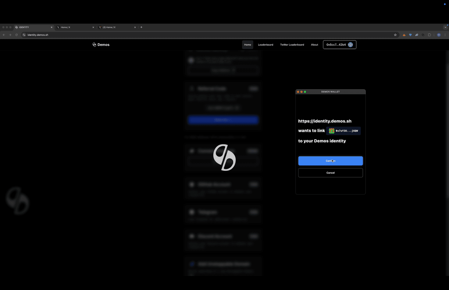 Demos confirmation dialog