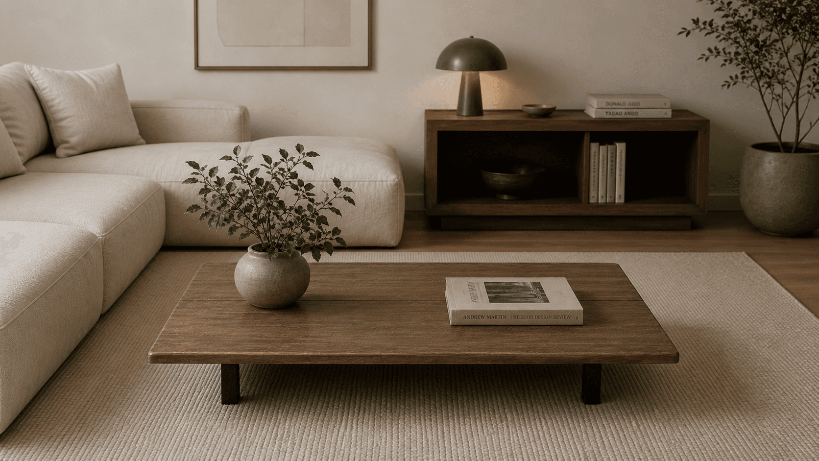 Serene minimalist living room interior