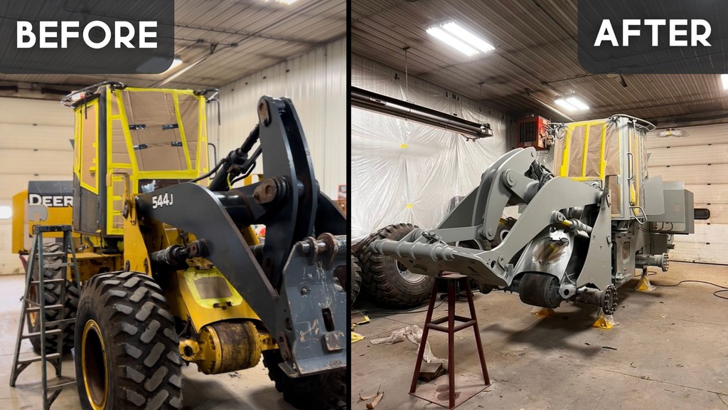 Painting Heavy Equipment Loader, Rochester Sandblasting, RMS, Rochester Mobile Sandblasting & Painting 