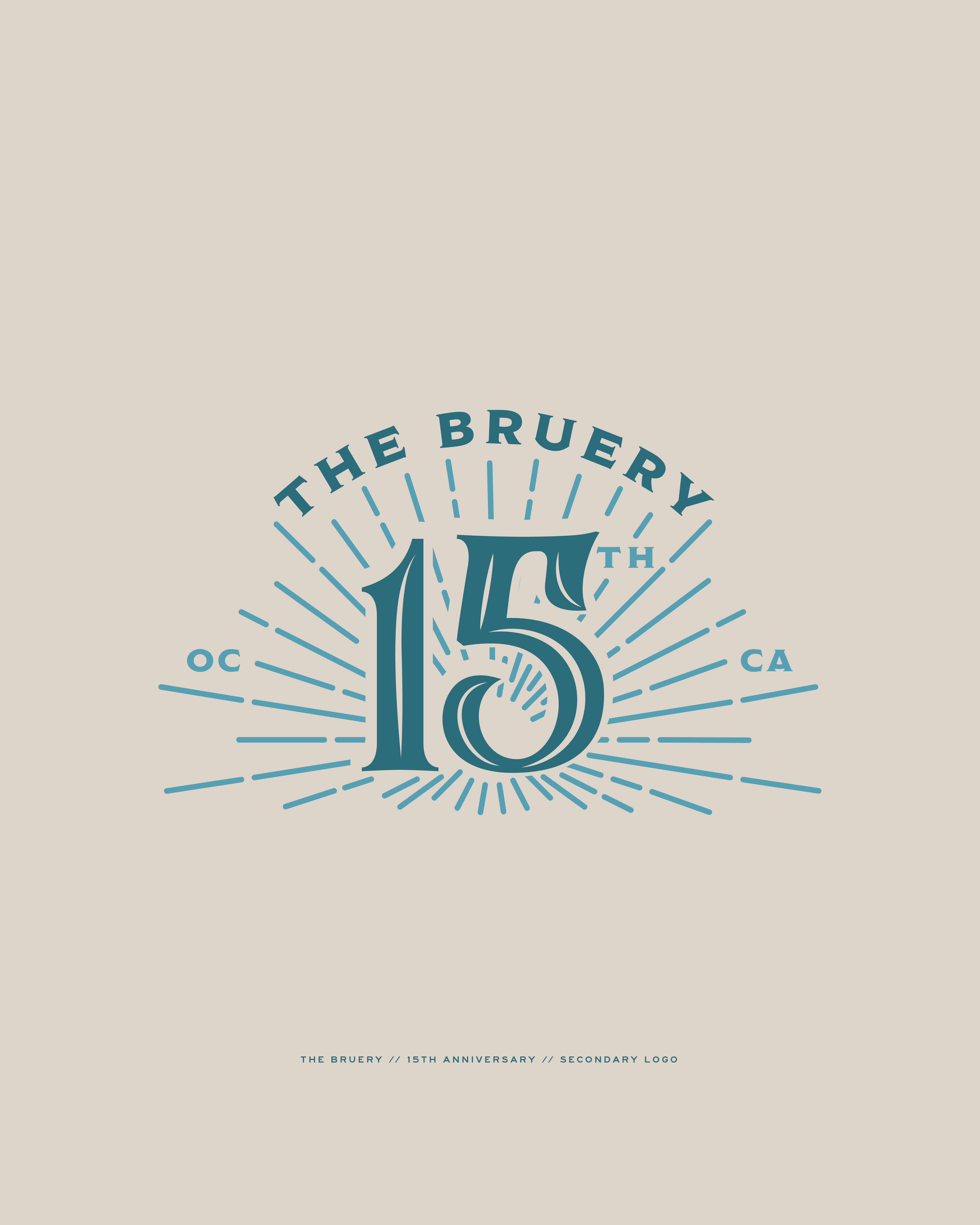 The Bruery 15th anniversary seal graphic in blue