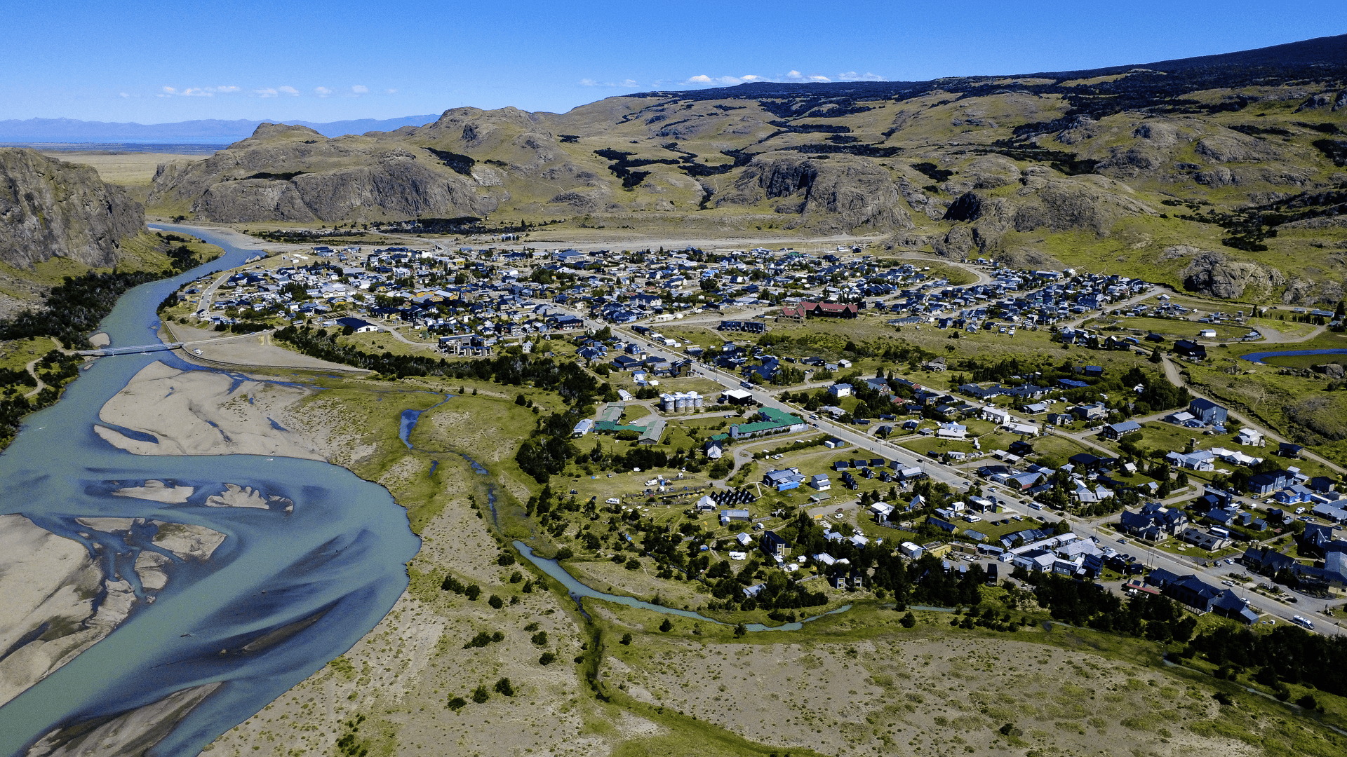 Photo aérienne du village El chalten