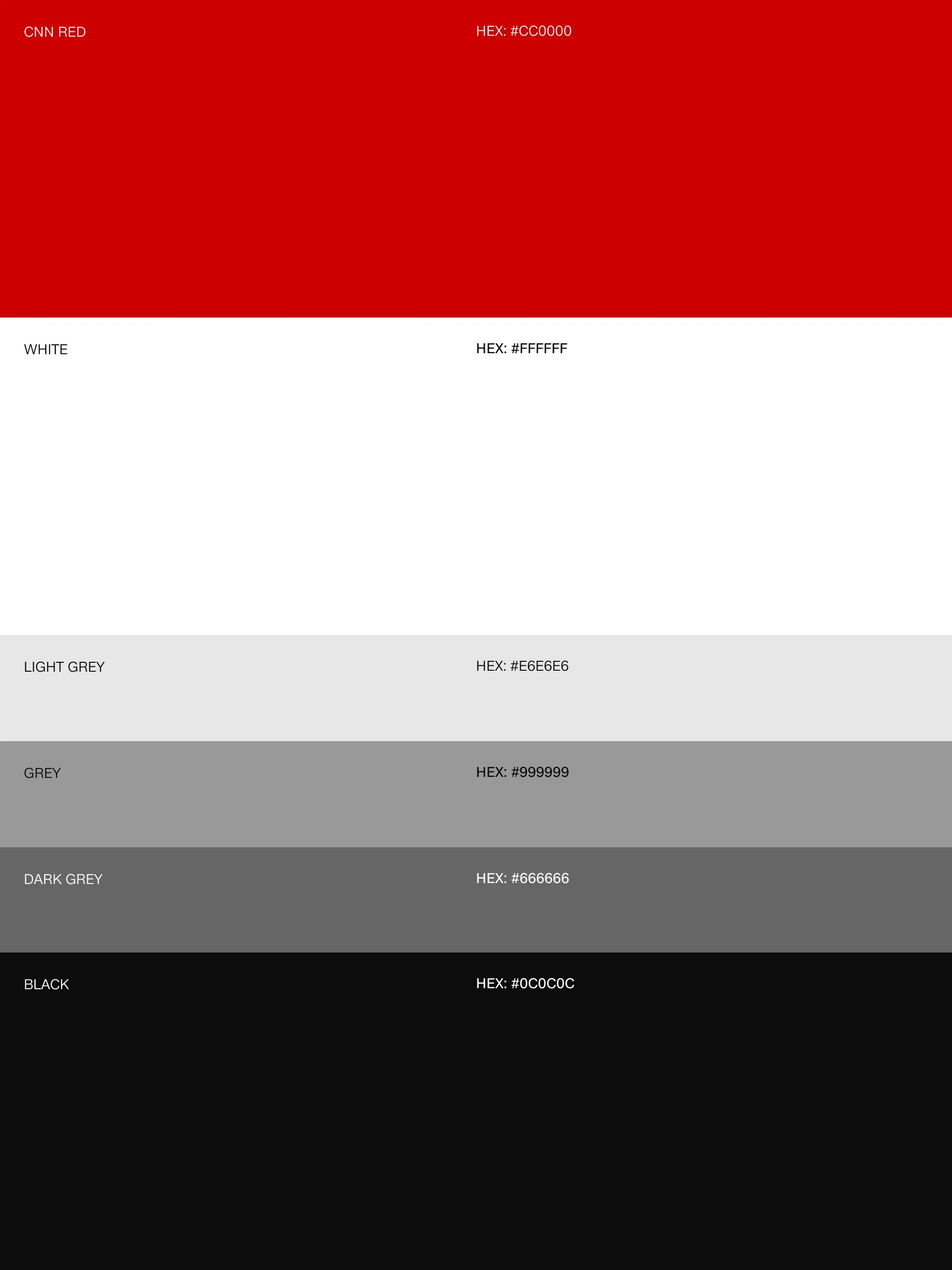 Brand colour palette for CNN Style, a global fashion, art and design publication.