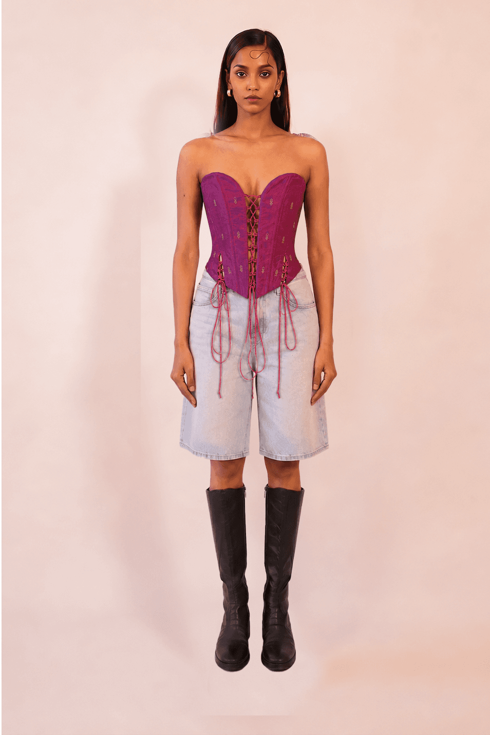 ANAI is our one-of-a-kind handcrafted corset, made in-house using a one-of-a-kind vintage silk saree.