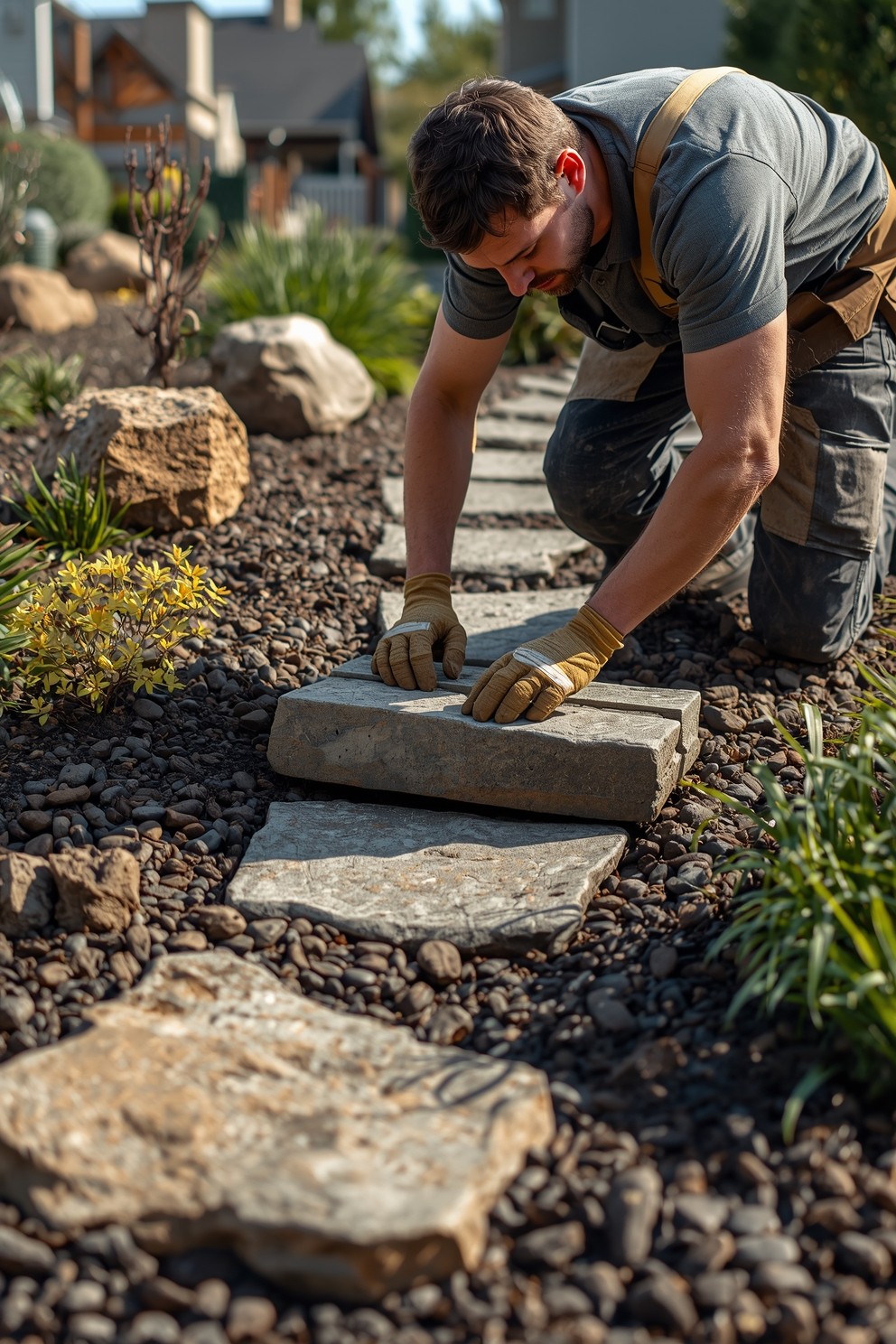 worker seting up pathways