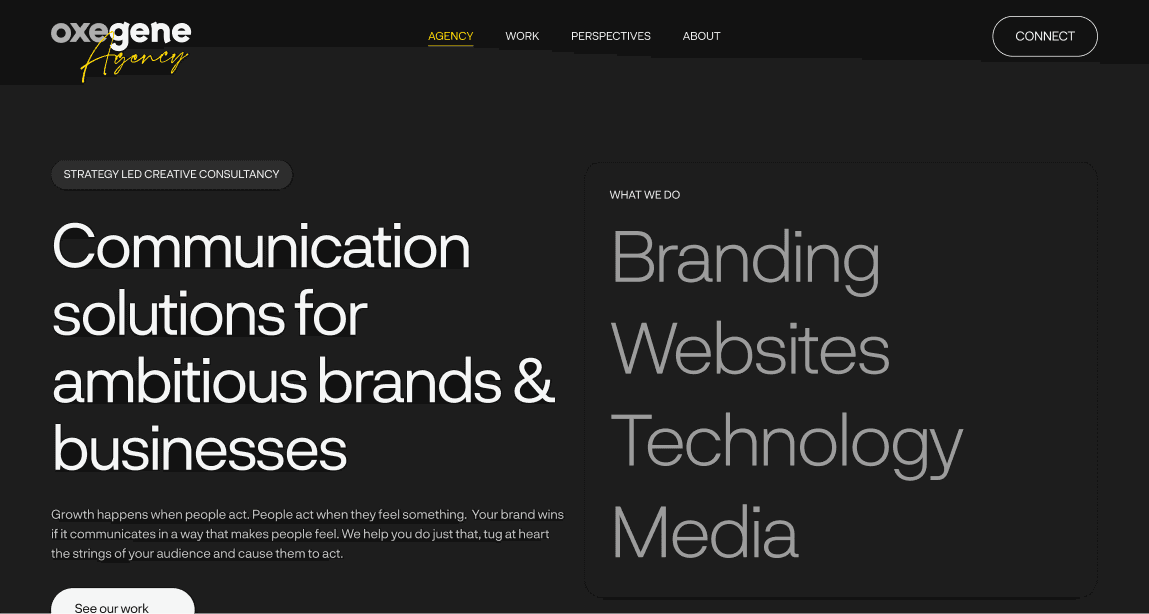 Oxegene hero desktop section