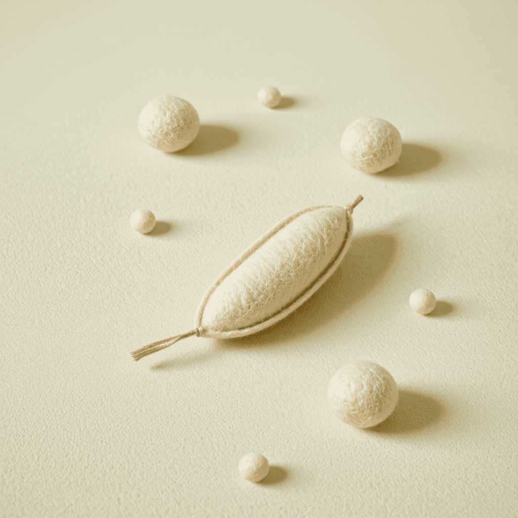 product photography of felt pea shapes