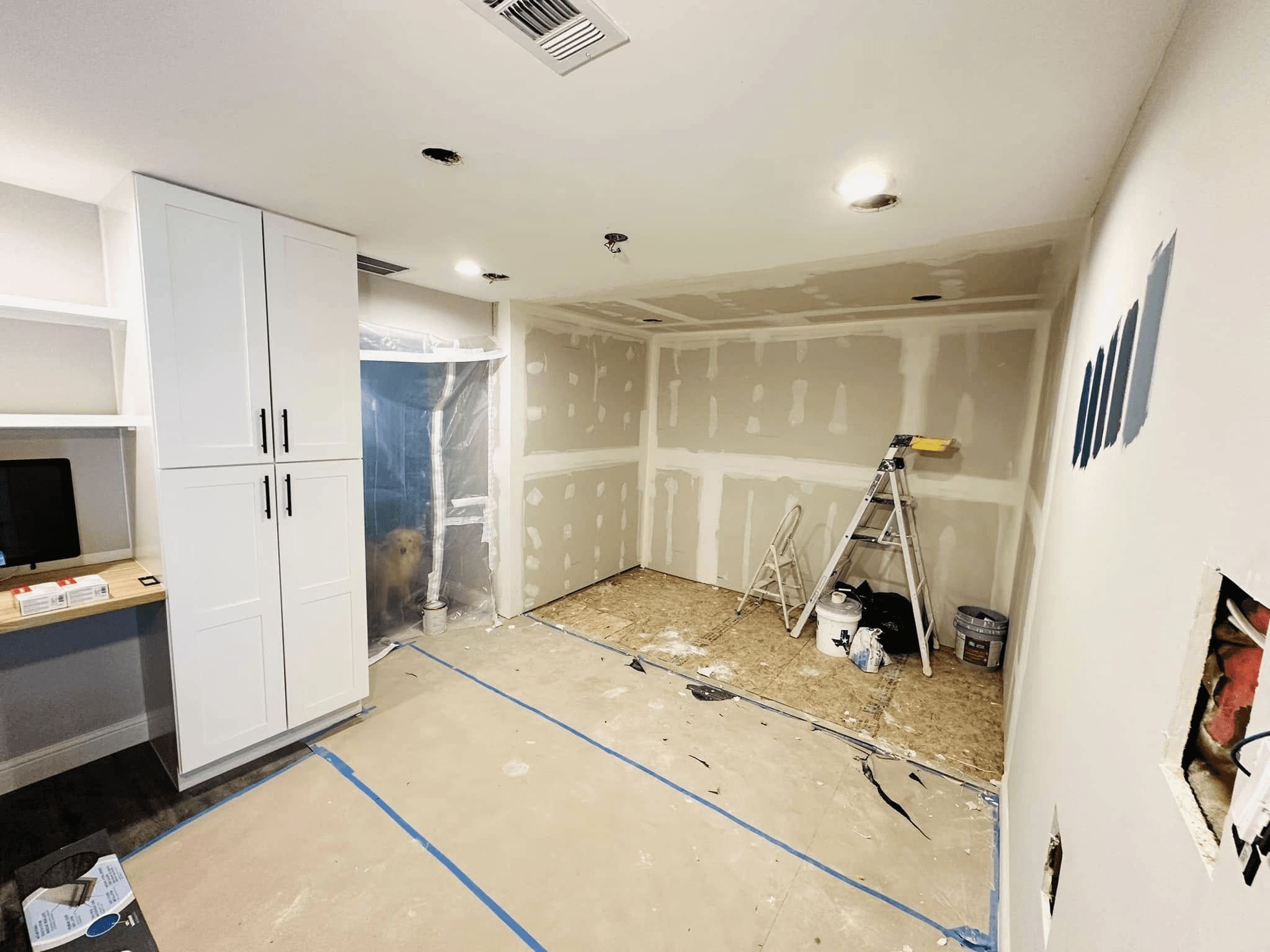 A home addition project in dallas, tx. A home office was improved by adding space.