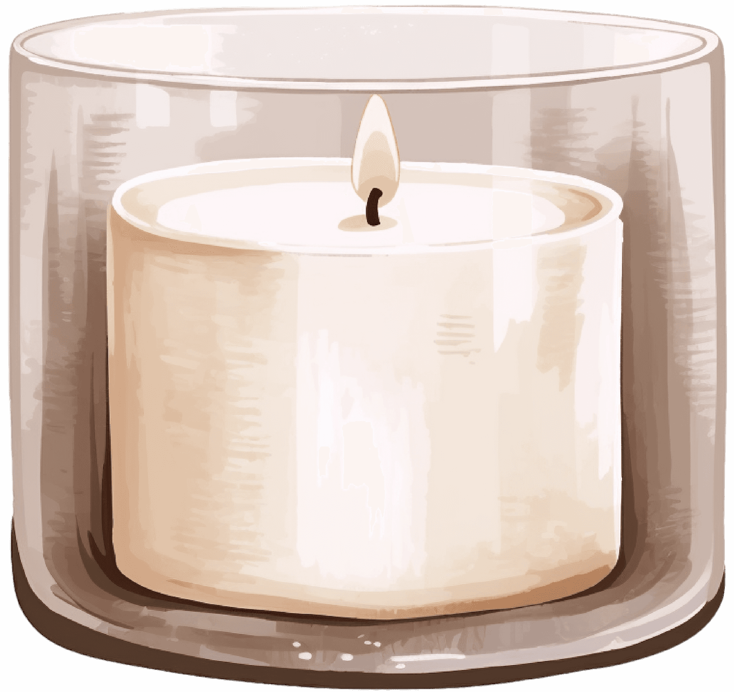 beige glass candle