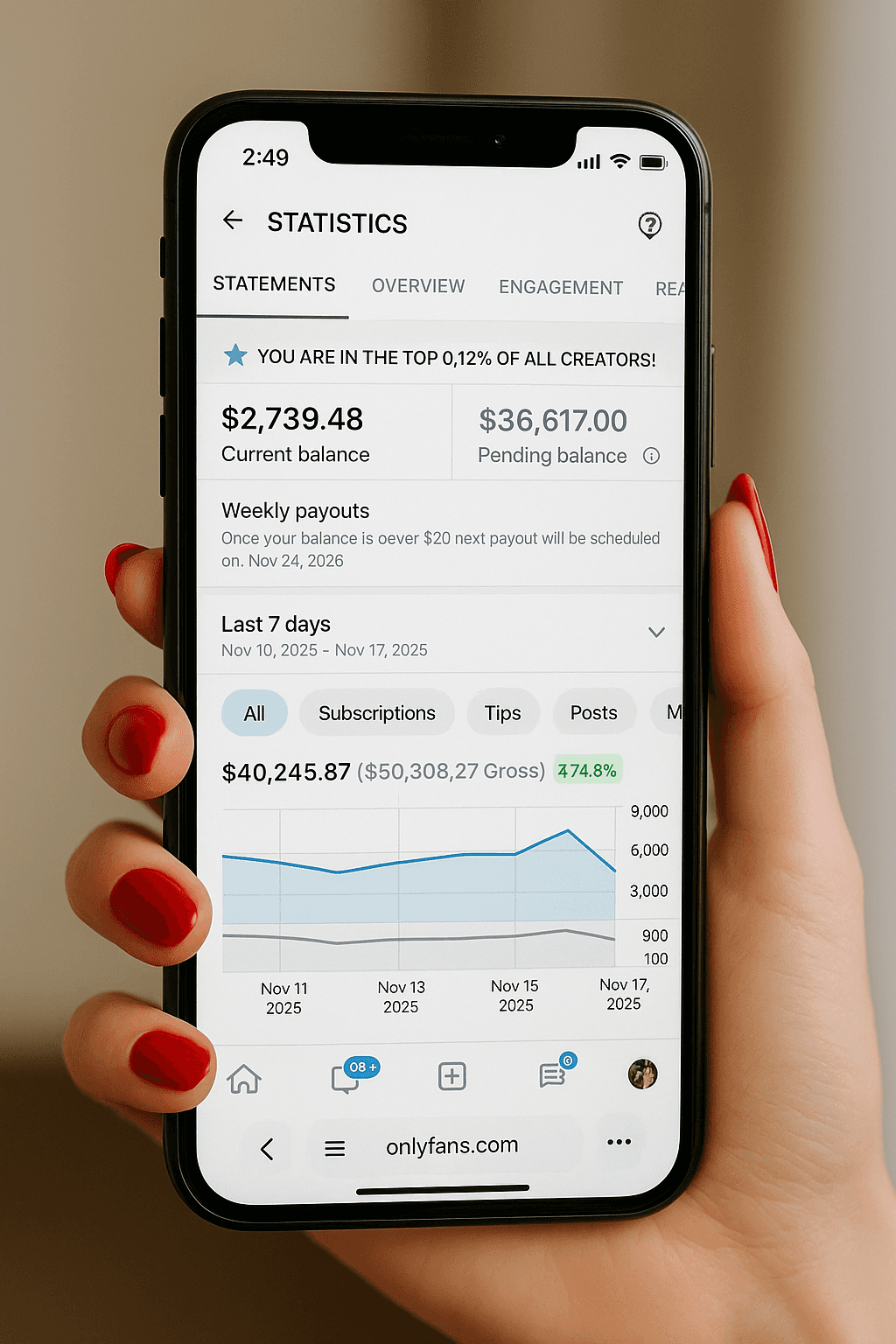 App screen showing crypto market