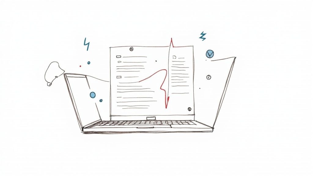 A person using a dictation application on their Mac in a modern workspace.