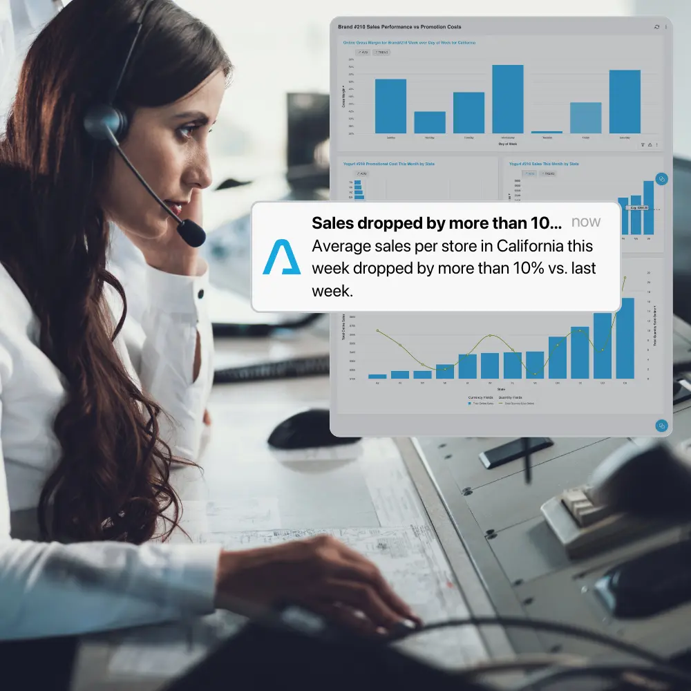 Woman receiving real-time notifications