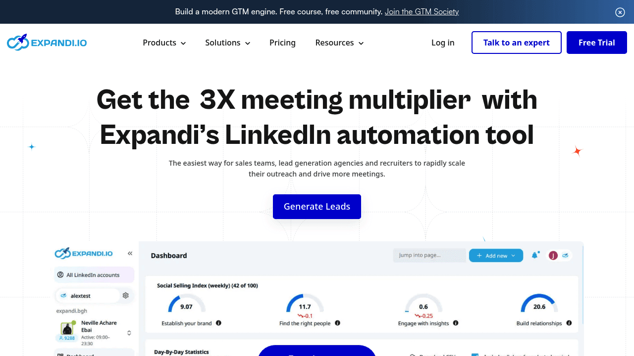 Screenshot of https://expandi.io