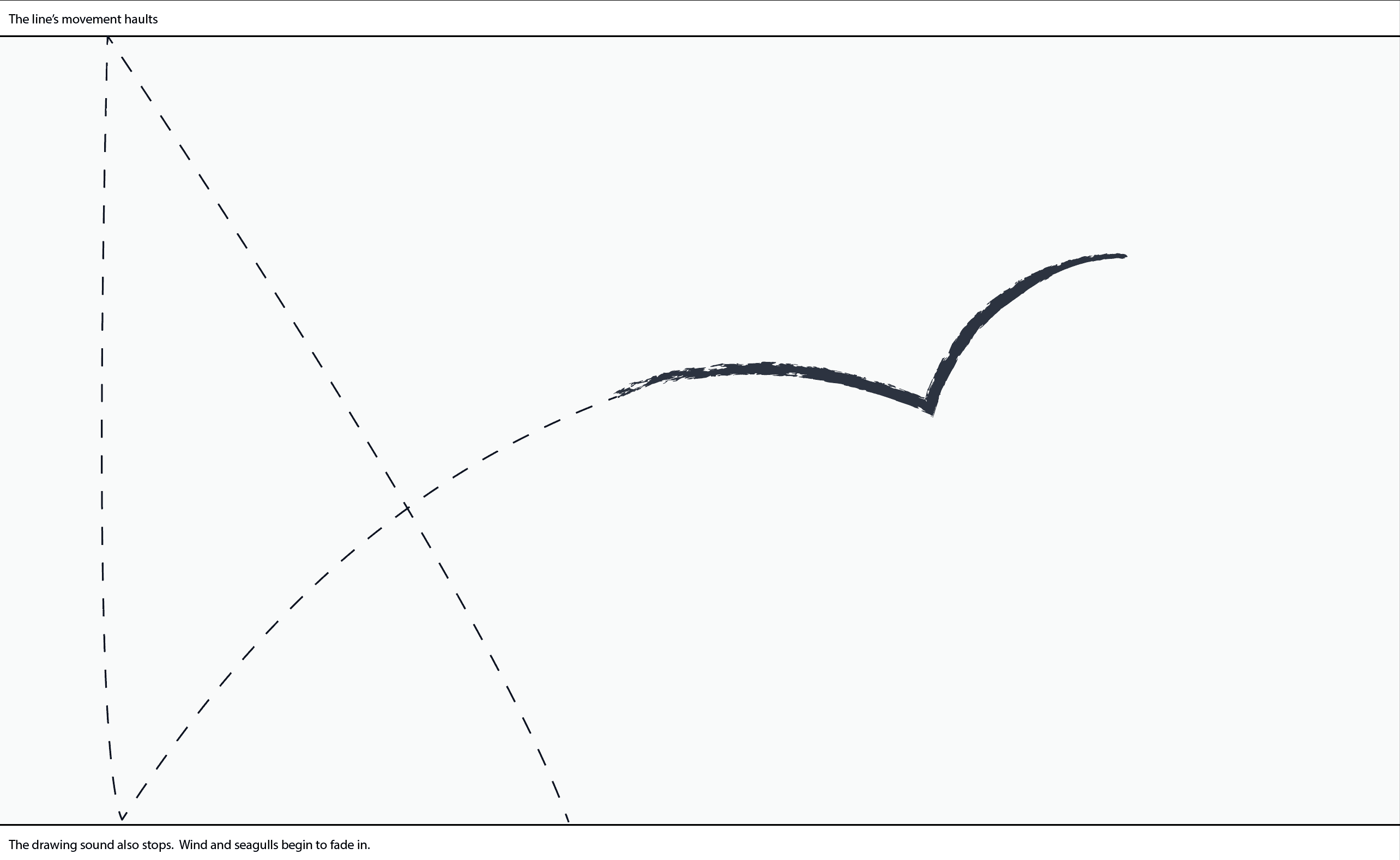 Storyboard 2: the line comes to a hault in the form of two subtle arches meeting in the middle at a point.