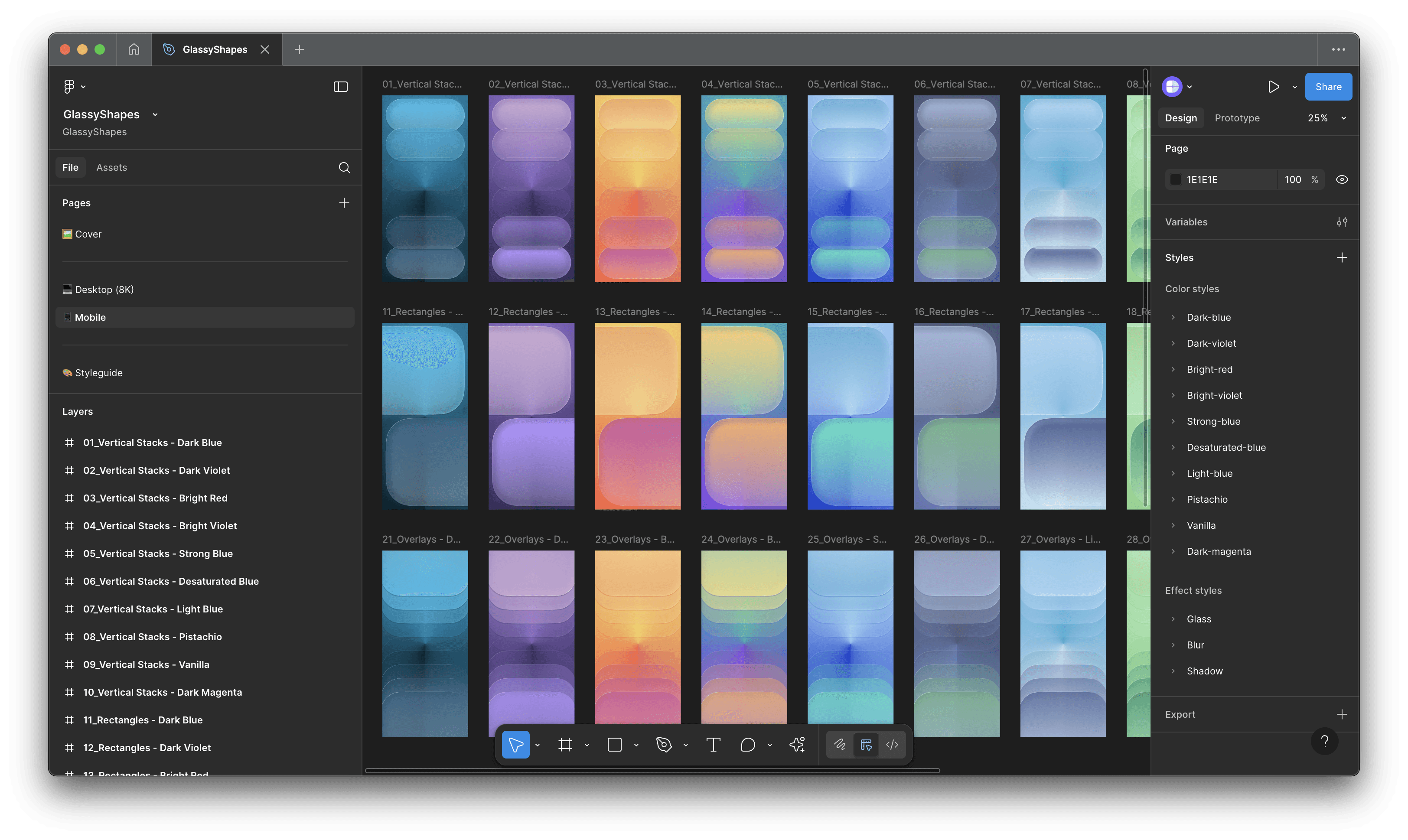Figma file with GlassyShapes wallpapers