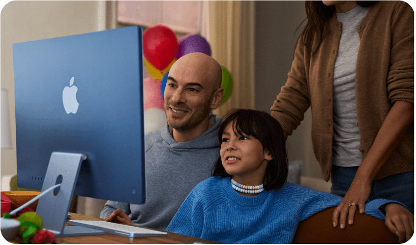 Family using Apple devices