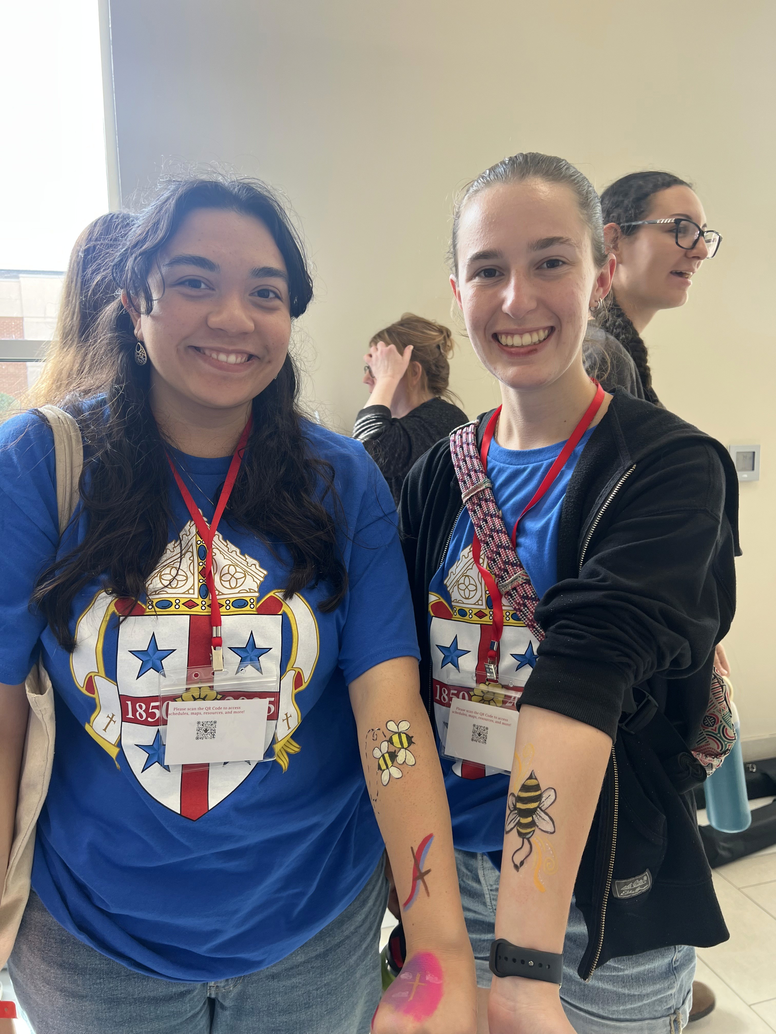 Helping with face painting at an event