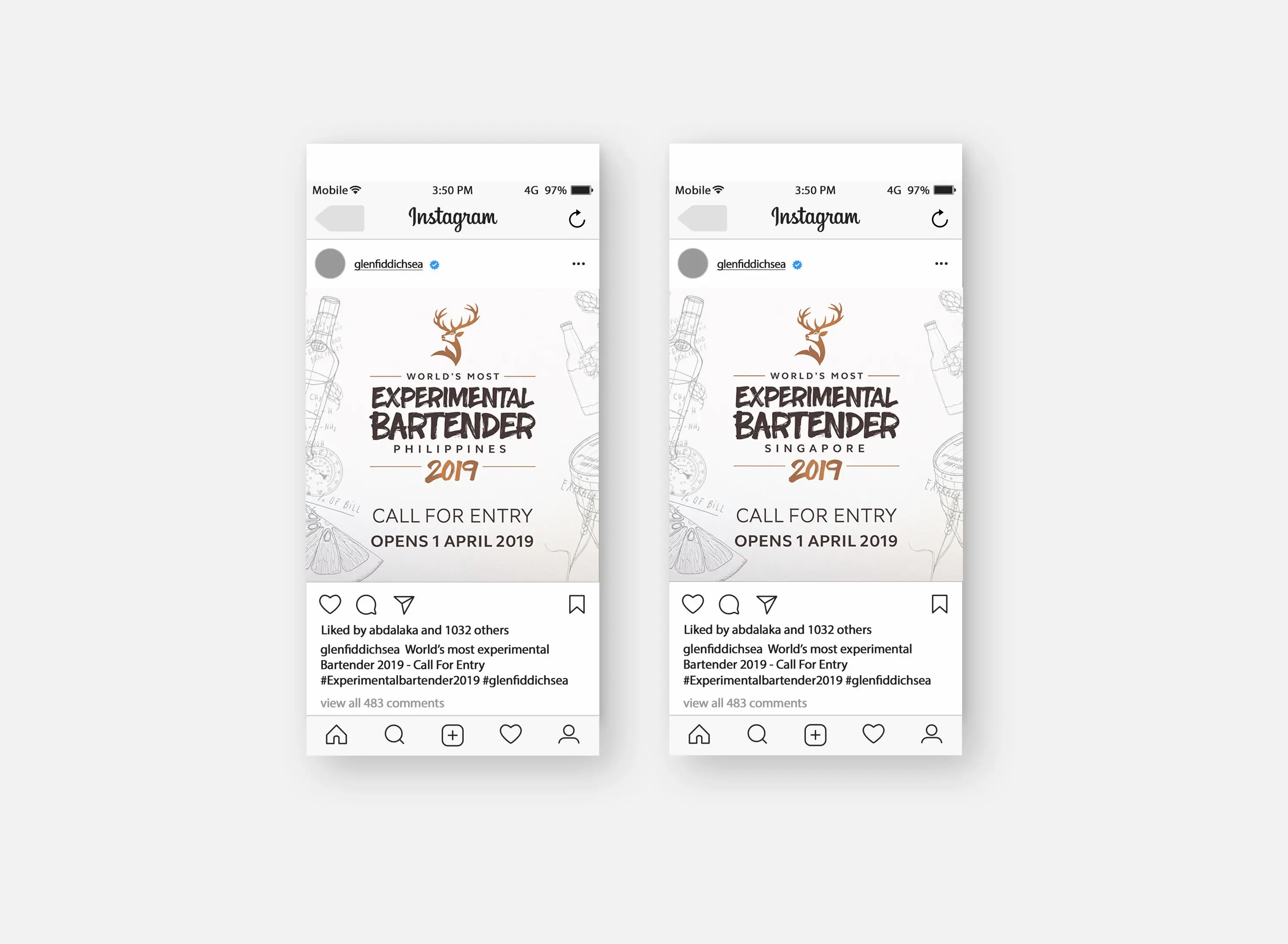 instagram post of glenfiddichsea World's most experimental Bartender 2019 - Call For Entry #Experimentalbartender2019 #glenfiddichsea