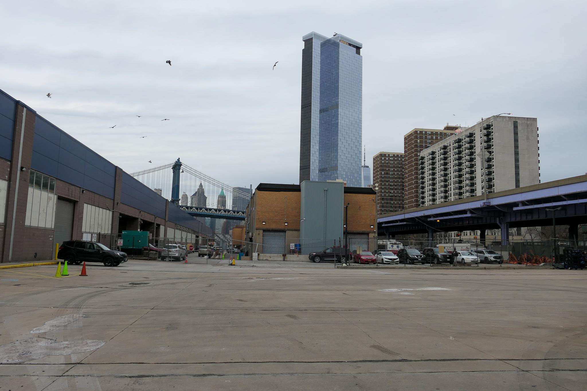 Parking lot and current industrial use of Piers 35 and 36